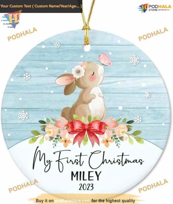 Animal Baby Adorable Personalized Baby’s First Christmas Ornament 2023