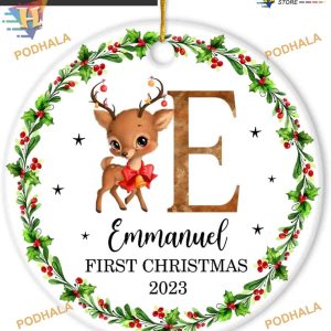 Animal Name 2023 Baby's First Christmas, Personalized Ceramic Ornament