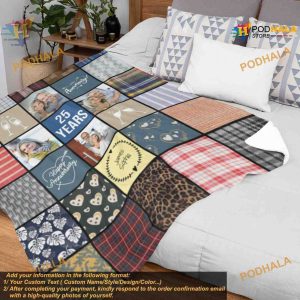 Anniversary Gift Personalized Quilt Style Photo Blanket Romantic Couples Ideas 4
