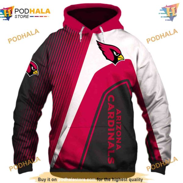 Arizona Cardinals 3D Hoodie Sweatshirt Pullover NFL Football, Fan Apparel