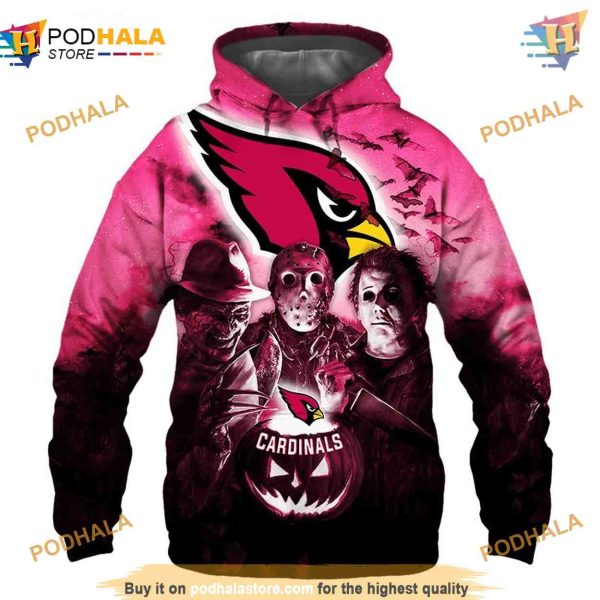 Arizona Cardinals Hoodie 3D Halloween Horror Night Gift, Fan Merchandise