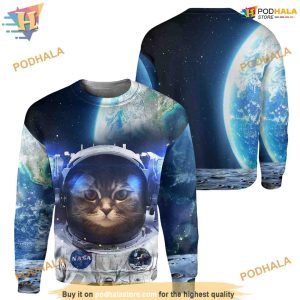 Astronaut Cat Full All Over Printed Funny Animal 3D Hoodie Sweatshirt 2