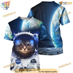 Astronaut Cat Full All Over Printed Funny Animal 3D Hoodie Sweatshirt 3