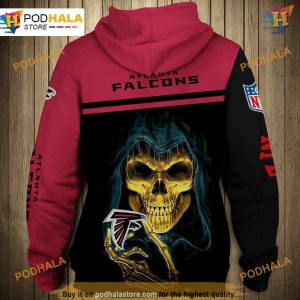 Atlanta Falcons 3D Skull Hoodie Fan Pullover Sweatshirt 2