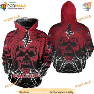 Atlanta Falcons Hoodie 3D, Halloween Pumpkin Skull Sweatshirt