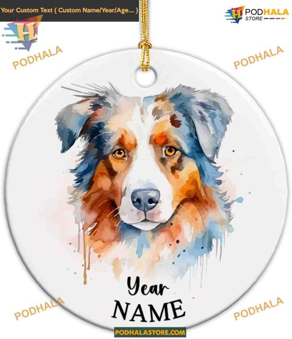 Australian Shepherd Dog Christmas Ornament, Pet Lover 2023 Xmas Gift