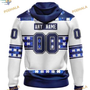 Autism Awareness Custom Name And Number NHL Toronto Maple Leafs Hoodie 3D 2
