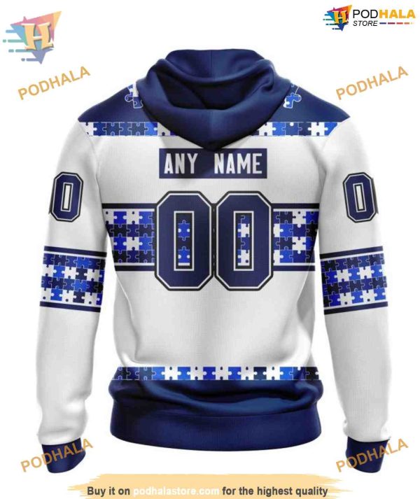 Autism Awareness Custom Name And Number NHL Toronto Maple Leafs Hoodie 3D