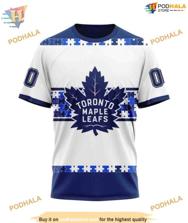 Autism Awareness Custom Name And Number NHL Toronto Maple Leafs Hoodie 3D