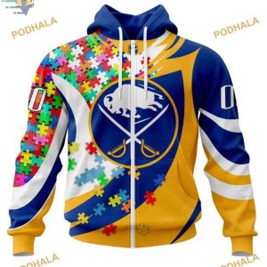 Autism Awareness Custom Name NHL Buffalo Sabres Hoodie 3D Personalized 2