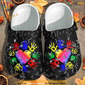 Autism Awareness Hands Protect Heart Crocs, Creative Xmas Gifts
