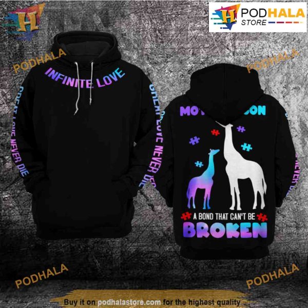 Autism Awareness Mother & Son a Bond That Can’t Be Broken All Over Print 3D Hoodie