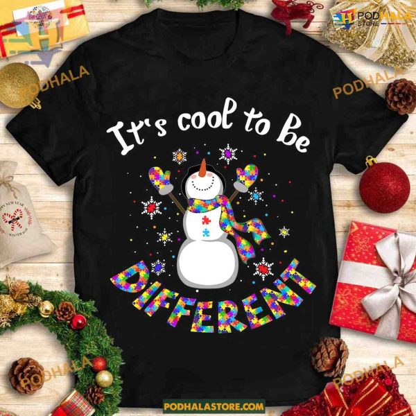 Autism Awareness Snowman Christmas Tee, Matching Family Xmas Shirt