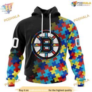 Autism Awareness Special Black NHL Boston Bruins Hoodie 3D Unique Apparel 1