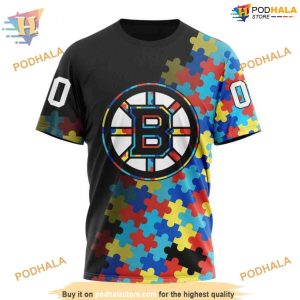 Autism Awareness Special Black NHL Boston Bruins Hoodie 3D Unique Apparel 3
