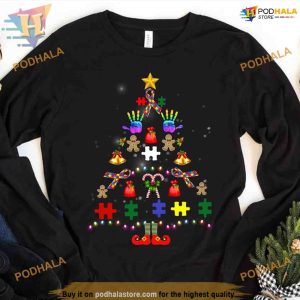 Autism Puzzle Christmas Tree Shirt, Thoughtful Best Family Christmas Gifts