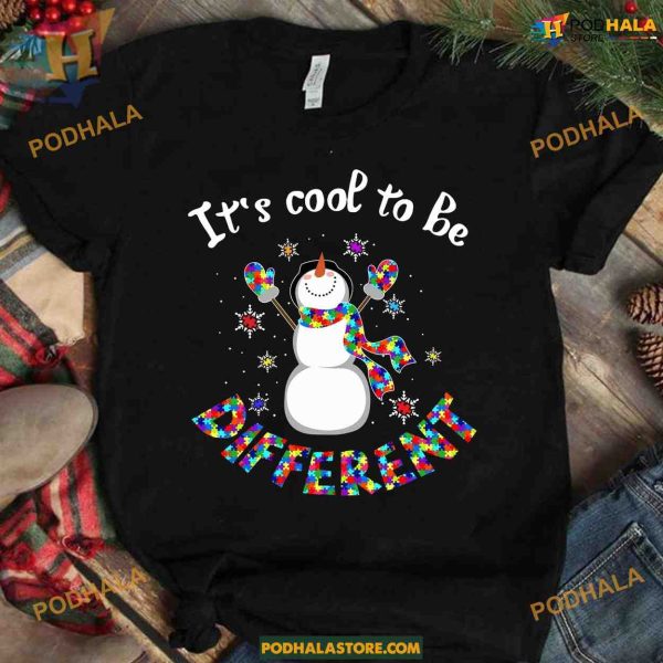 Autism Snowman Christmas Tee, Best Family Christmas Gifts