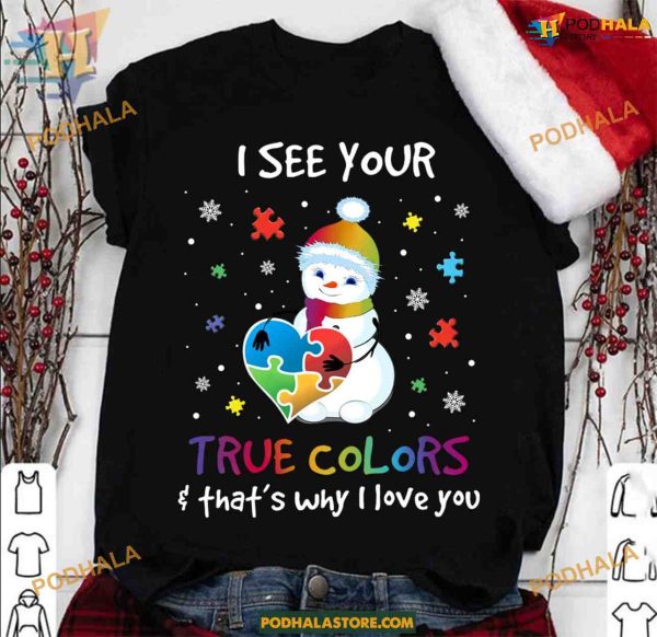 Autism Snowman Christmas Tee, Family Christmas Shirt Ideas