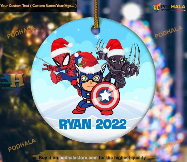 Avengers Themed Ornament, Personalized Marvel Christmas