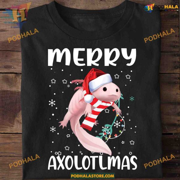 Axolotl Santa Hat Christmas Shirt, Funny Christmas Gift Ideas