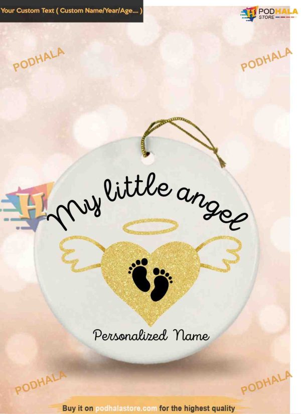 Baby Angel Ornaments, Personalized Infant Memorial Christmas Gift