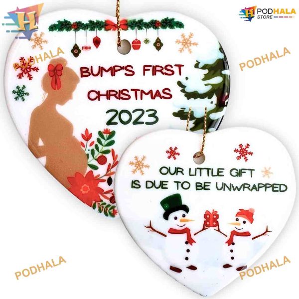 Baby Bumps First Christmas 2023 Pregnancy Announcement, Personalized Family Ornaments