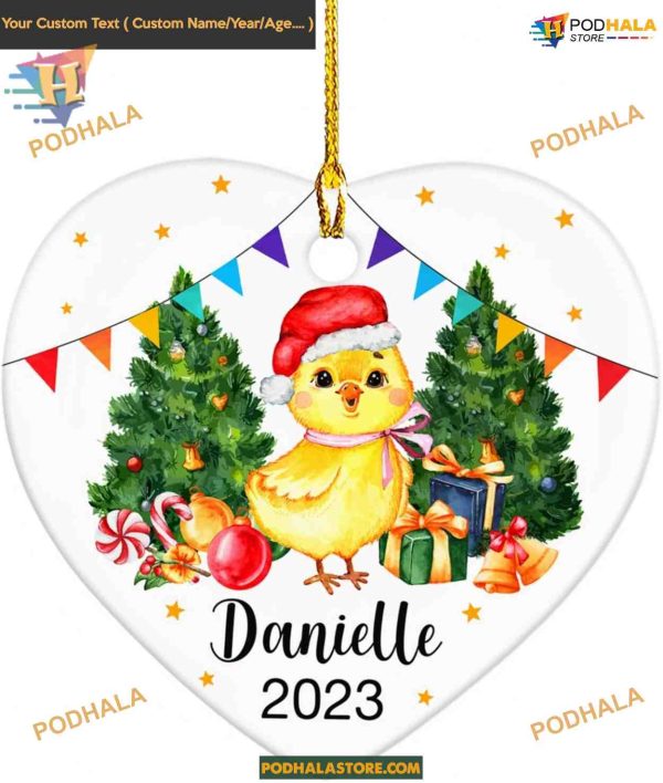 Baby Chicken 1st Christmas Ornament, Personalized Family Christmas