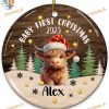 Baby Cow 1st Christmas Ornament 2023, Personalized Ceramic Baby Keepsake
