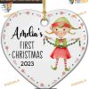Baby Girl's First Christmas 2023, Personalized Ceramic Keepsake for New Parents