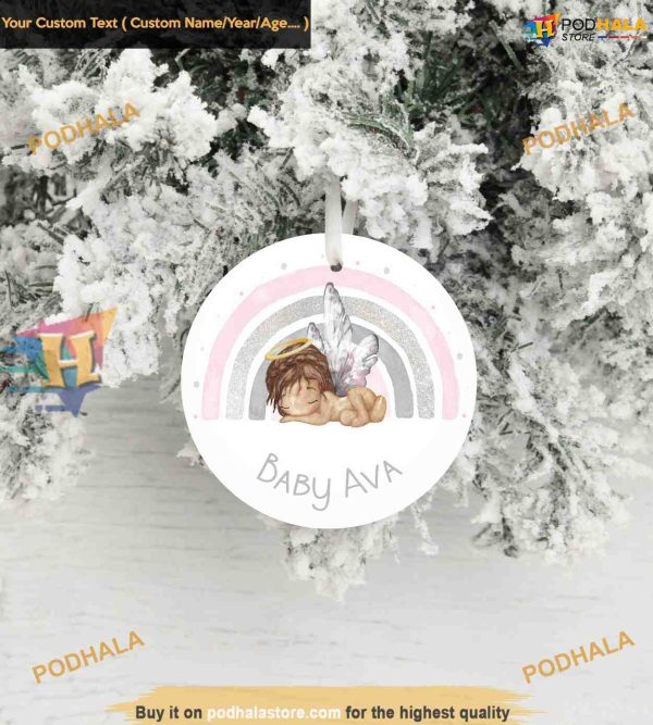 Baby In Heaven Angel Christmas Ornament, Personalized Memorial Gift