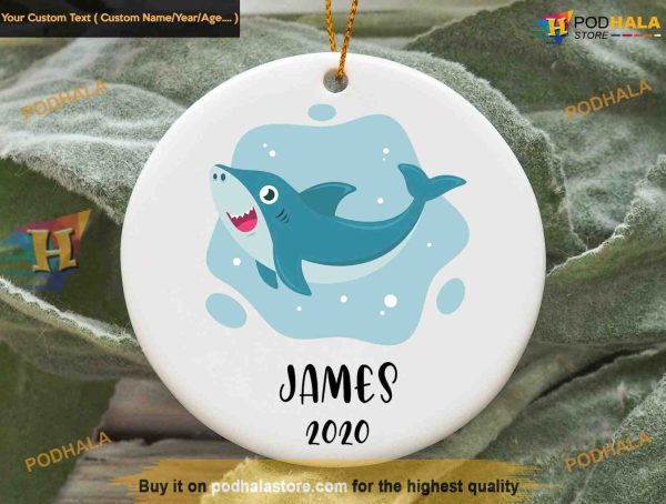 Baby Shark Tree Decoration, Personalized Family Christmas Ornament