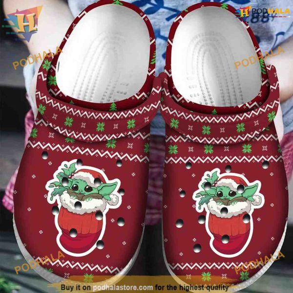 Baby Yoda Socks Christmas Pattern Crocs, Creative Xmas Gift Ideas