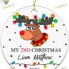 Baby's 2nd Christmas 2023 Ornament, Personalized Reindeer Keepsake