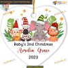 Baby's 2nd Christmas 2023 Woodland Animal Ceramic Ornament Gift