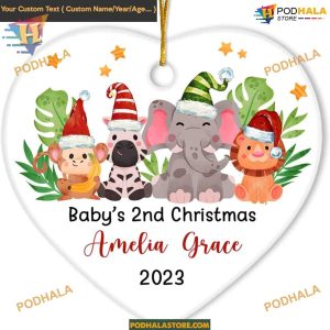 Baby's 2nd Christmas 2023 Woodland Animal Ceramic Ornament Gift