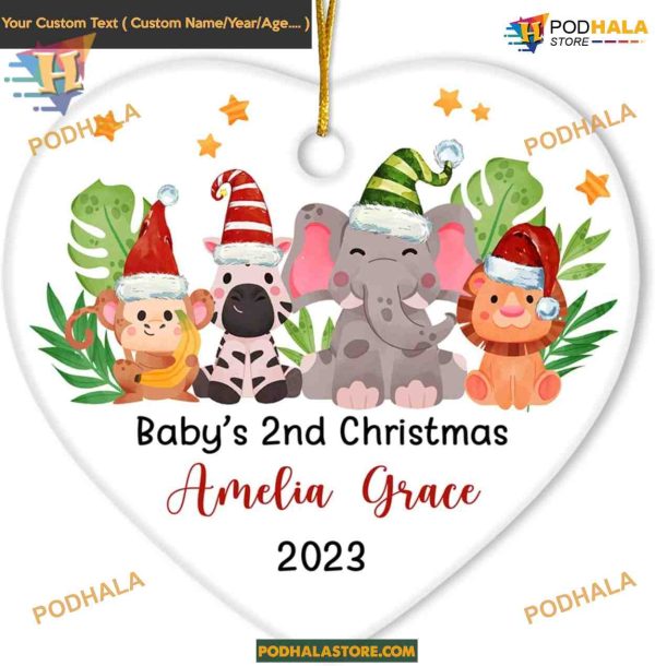 Baby’s 2nd Christmas 2023 Woodland Animal Ceramic Ornament Gift