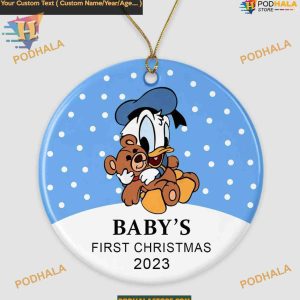 Baby's First Christmas 2023 Ornament, Donald Duck Theme Ornament, New Baby Keepsake