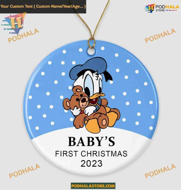 Baby’s First Christmas 2023 Ornament, Donald Duck Theme Ornament, New Baby Keepsake