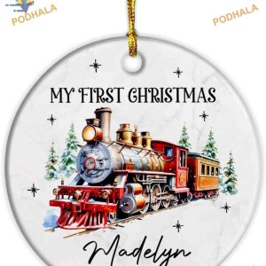 Baby's First Christmas 2023 Ornament, Personalized Newborn Ceramic Keepsake