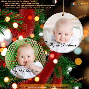 Babys First Christmas Ornament 2023 Custom Picture & Name, Newborn Gift