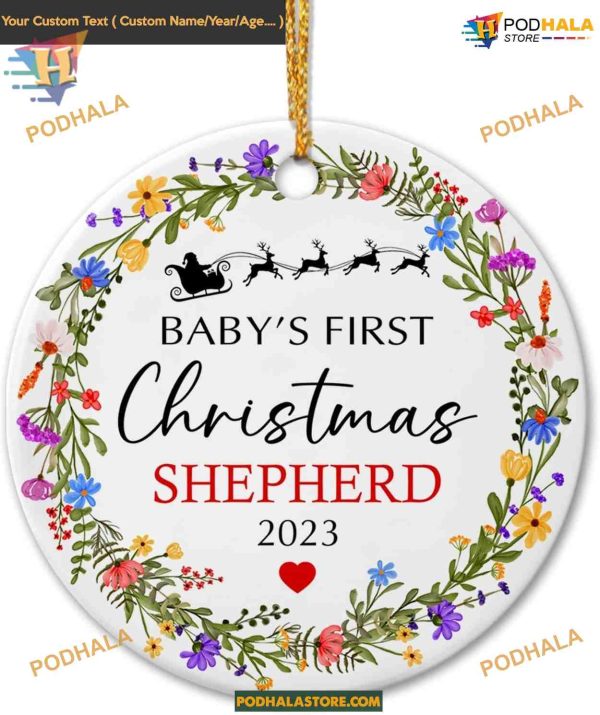 Baby’s First Xmas 2023 Ornament, Personalized Ceramic Keepsake for New Parents