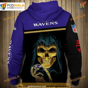 Baltimore Ravens Skull 3D Hoodie Trending Pullover Sweatshirt 2