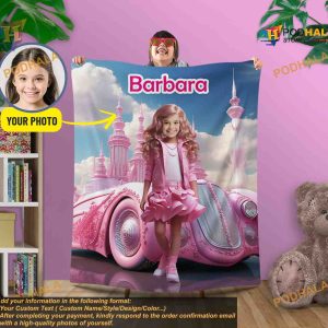 Barbie Clothes Custom Photo Blanket, Personalized Barbie House Print Blanket