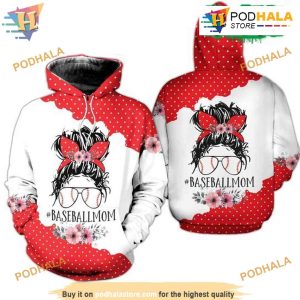 Baseball Mom Messy Bun 3D Hoodie, Gift For Mother