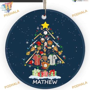 Baseball Theme Custom Christmas Tree Ornament