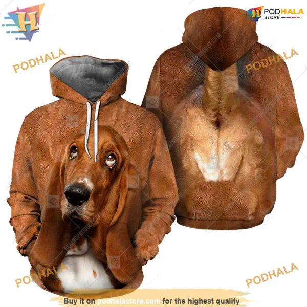 Basset Hound Dog Full Head And Body Animal Costume All Over Printed 3D Hoodie