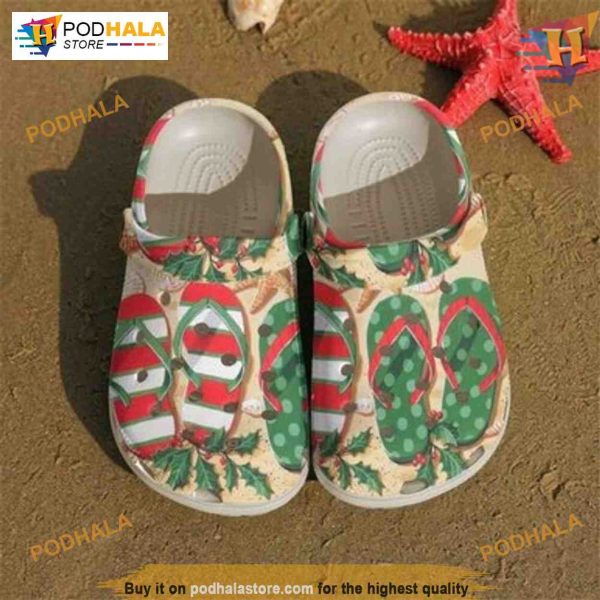 Beach Flip Flop Merry Christmas Noel Crocs, Funny Xmas Gifts