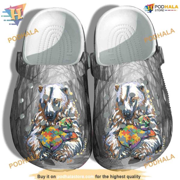 Bear & Baby Autism Awareness Crocs, Funny Christmas Gift Ideas