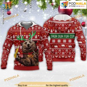 Bear Beer Shud Duh Fuh Cup 3D Hoodie Christmas, Funny Xmas Gifts