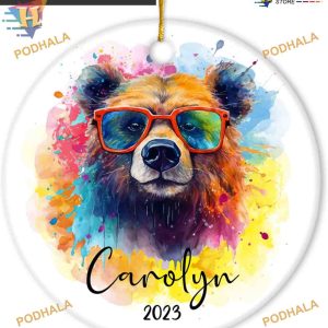 Bear Family 2023 Personalized Christmas Ceramic Ornament